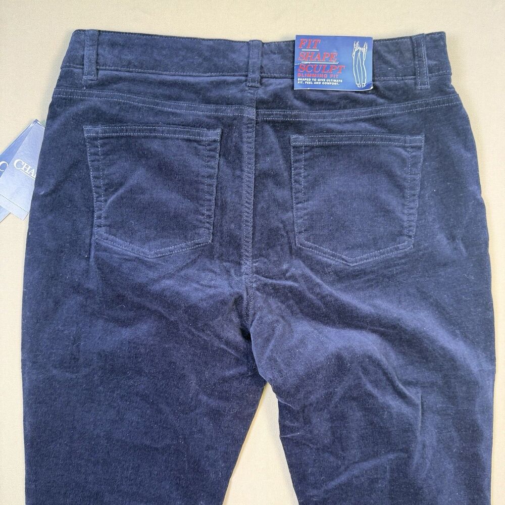 NWT CHAPS Womens Corduroy Pants Size 12 x33 Long Blue Mid Rise Straight Slimming - Picture 11 of 16